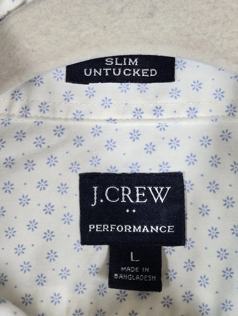 J. Crew Slim Untucked Flex Performance Button Down Shirt Size Large White Floral